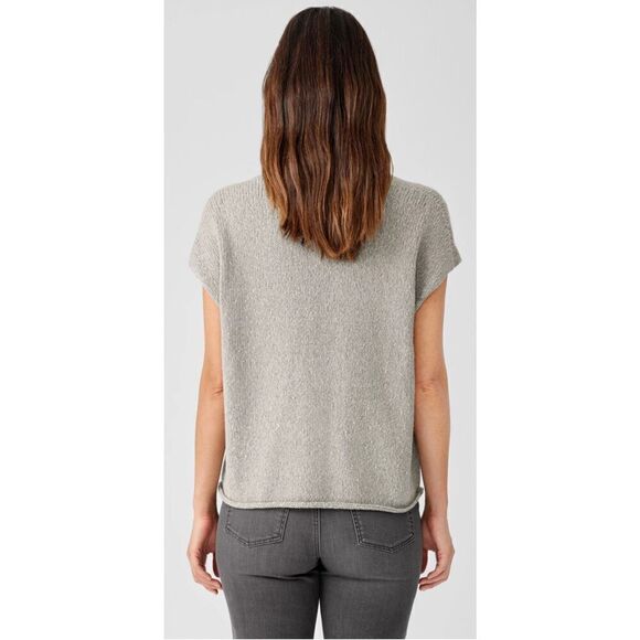 Eileen Fisher Alpaca & Organic Cotton V Neck Sweater in Moon NWT Size X-Large - Picture 3 of 9